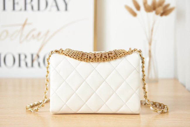 Chanel lambskin Shoulder Bag AS3240 white