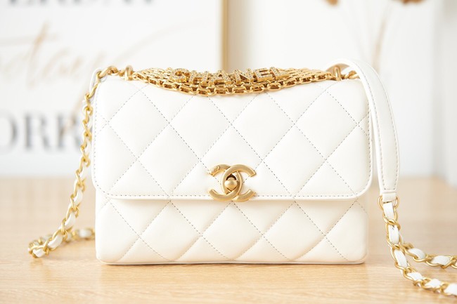 Chanel lambskin Shoulder Bag AS3240 white