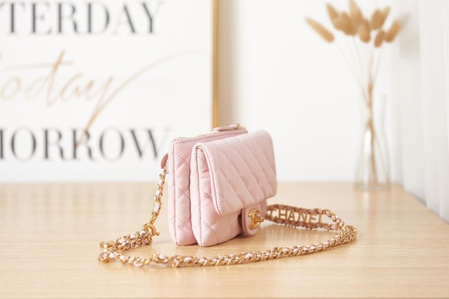 Chanel Grained Calfskin Shoulder Bag AS3225 pink