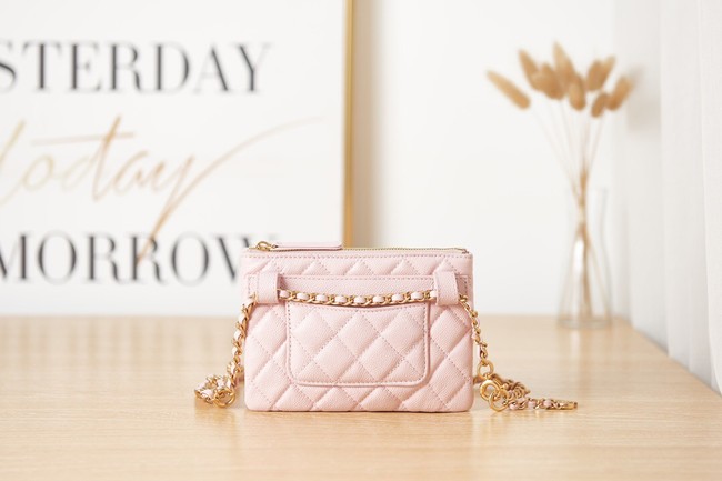 Chanel Grained Calfskin Shoulder Bag AS3225 pink