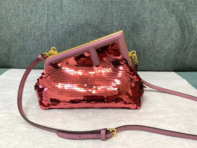 Fendi First Small sequinned bag 8BP129 red