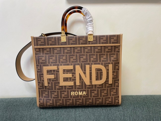 Fendi Sunshine Medium brown leather shopper 8BH386