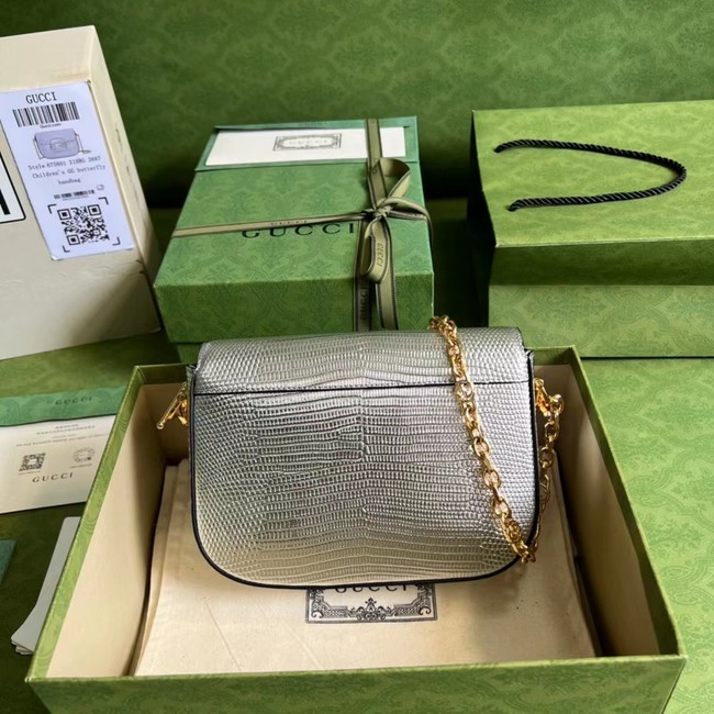 Gucci Horsebit 1955 lizard mini bag 675801 Silver