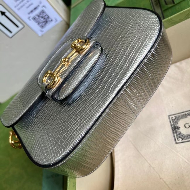 Gucci Horsebit 1955 lizard mini bag 675801 Silver