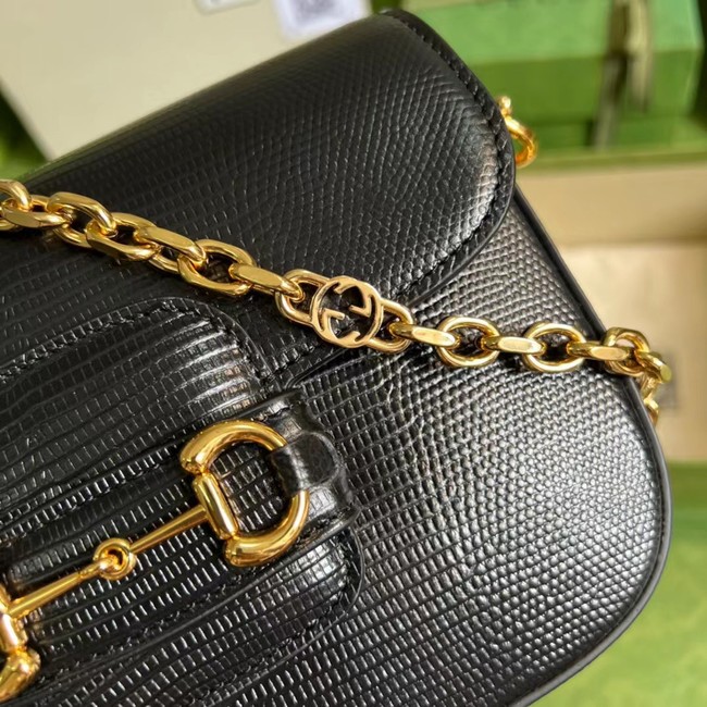 Gucci Horsebit 1955 lizard mini bag 675801 black