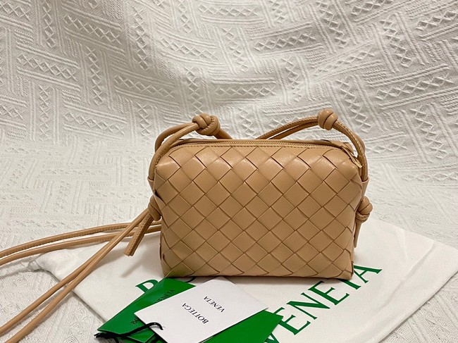 Bottega Veneta Mini intrecciato leather cross-body bag 680254 Almond