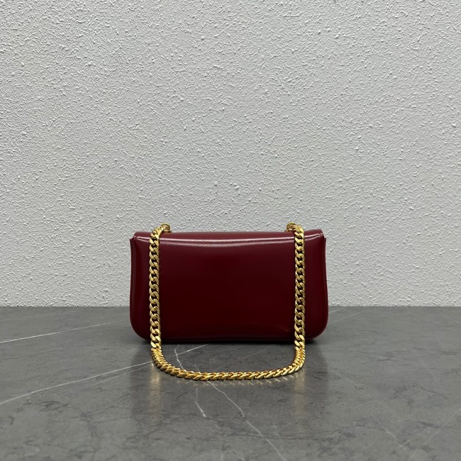 Celine CHAIN SHOULDER BAG TRIOMPHE IN SHINY CALFSKIN 197993 CARMIN