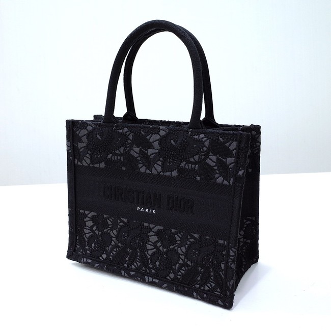 SMALL DIOR BOOK TOTE Embroidery C1331-11 black