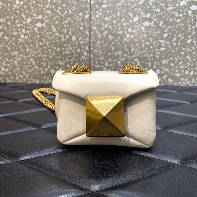 VALENTINO GARAVANI mini One Stud Sheepskin Shoulder Bag XW0P0X98H white