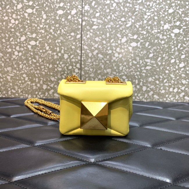 VALENTINO GARAVANI mini One Stud Sheepskin Shoulder Bag XW0P0X98H yellow