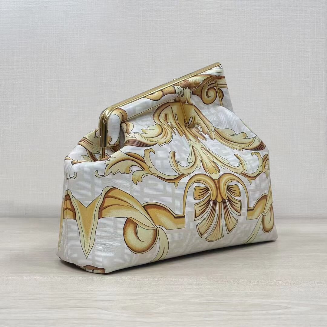 Fendi First Medium Fendace White printed silk bag 8BP127A