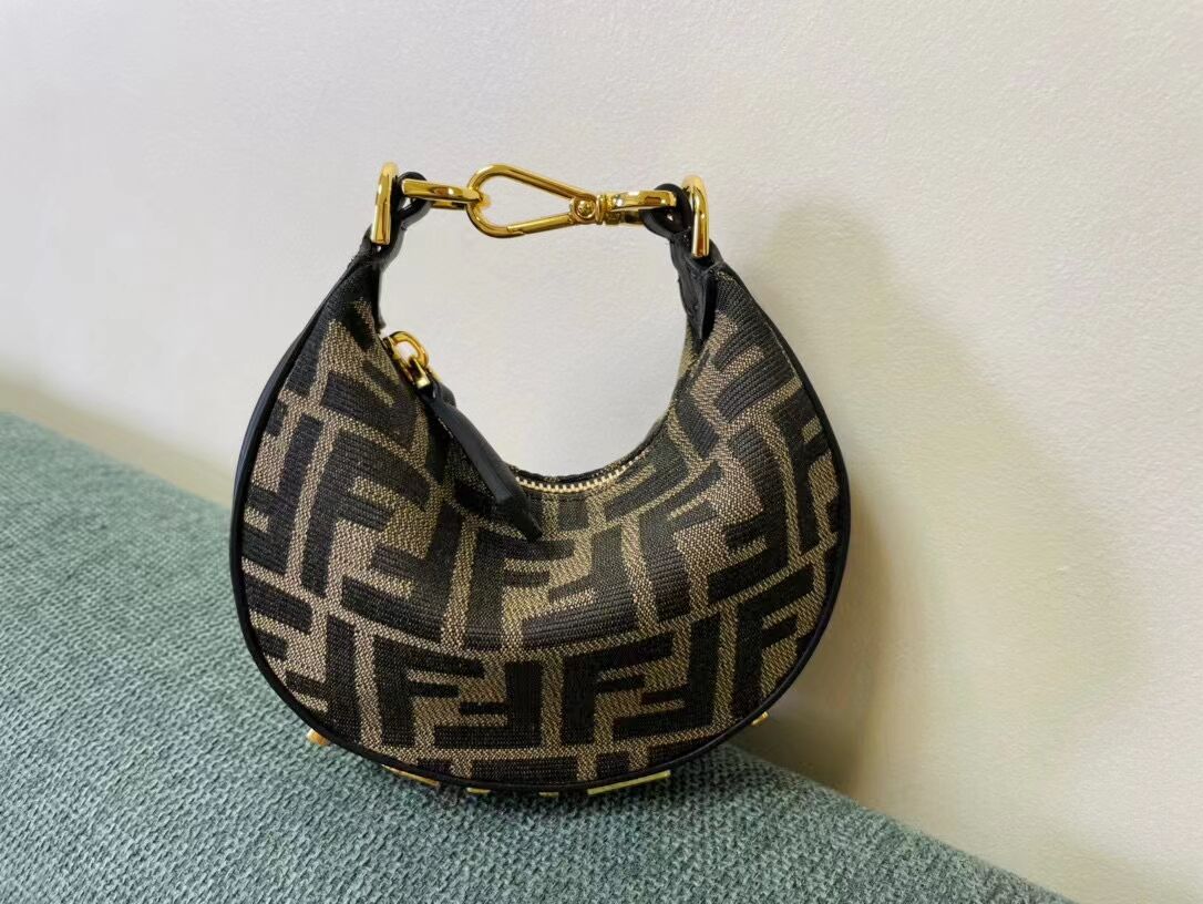 Fendi Nano Fendigraphy fabric bag charm 8BR5527 brown