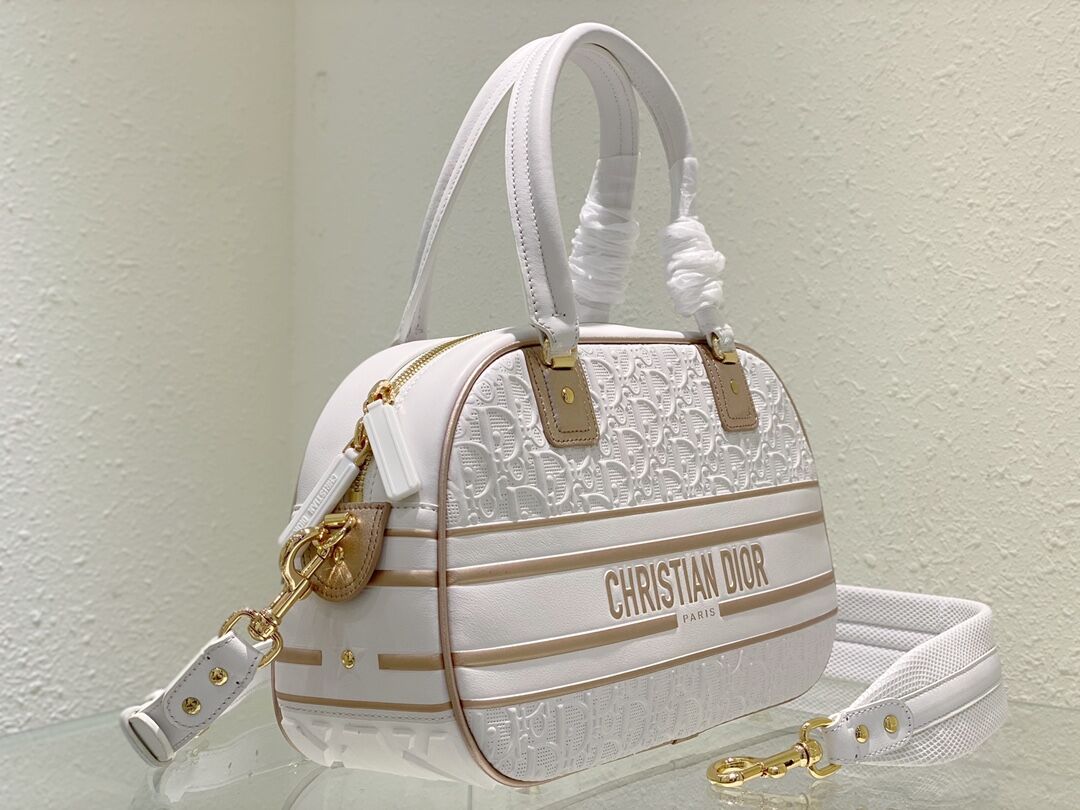 DIOR large leather tote Bag C9178 white&gold