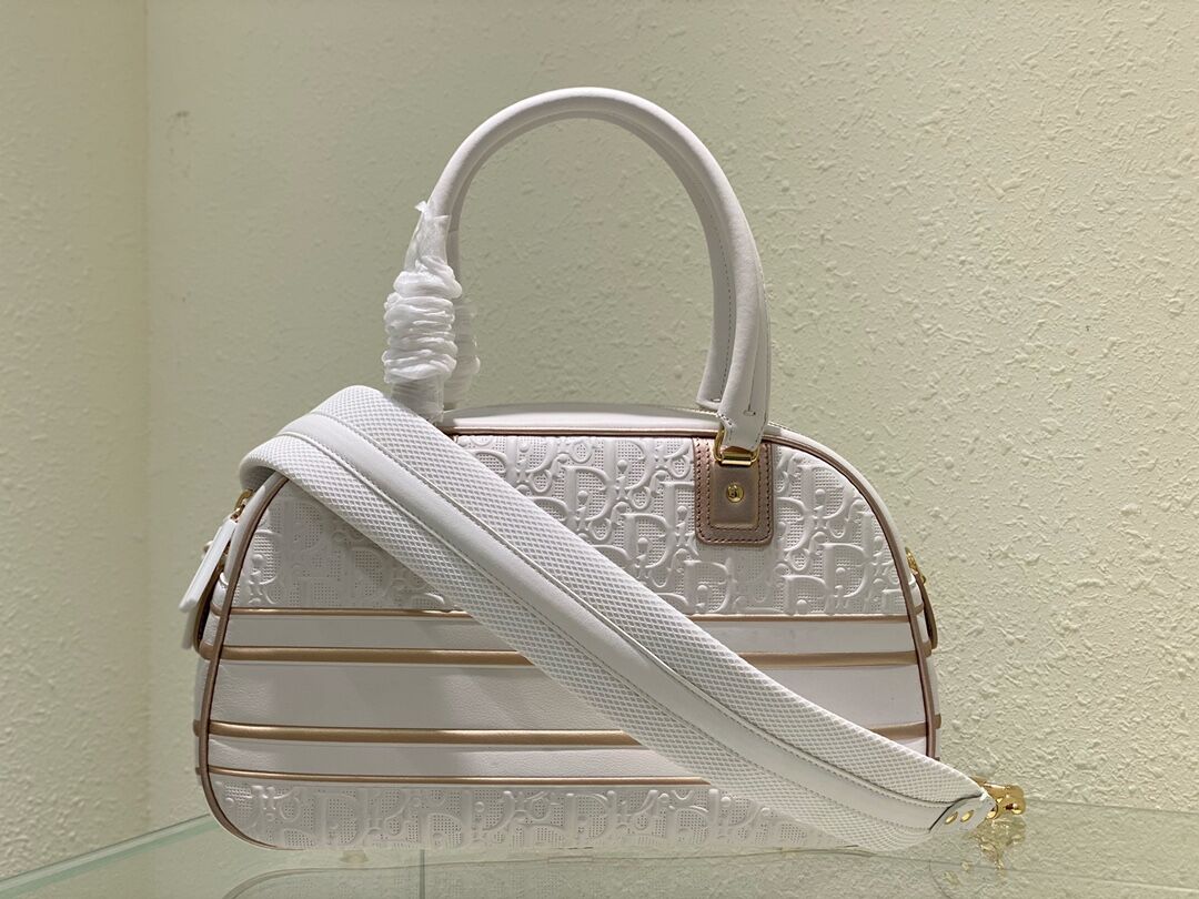 DIOR large leather tote Bag C9178 white&gold