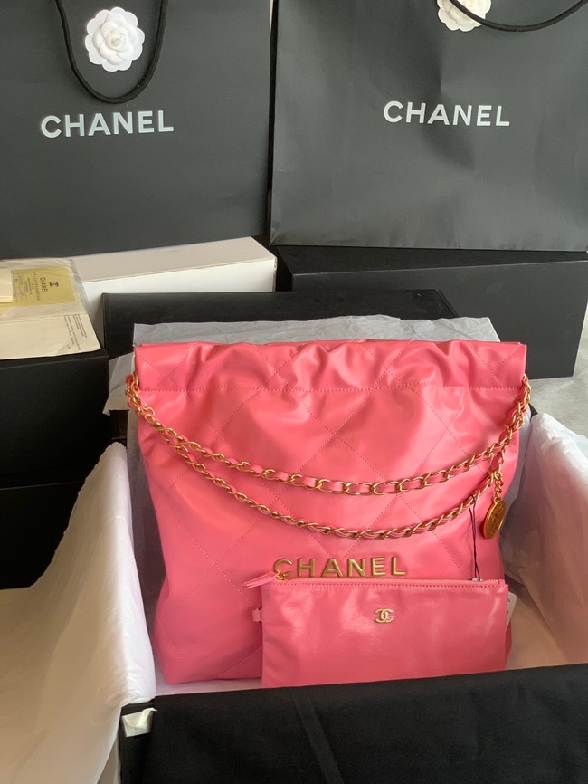 CHANEL 22 HANDBAG Shiny Calfskin & Gold-Tone Metal AS3261 Pink