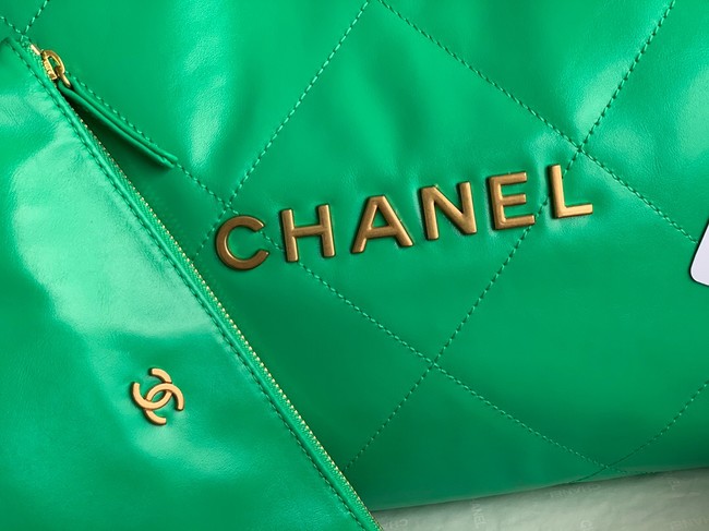 CHANEL 22 HANDBAG Shiny Calfskin & Gold-Tone Metal AS3262 green