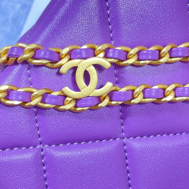 Chanel Shoulder Bag Grained Calfskin&Gold-Tone Metal AS3223 purple