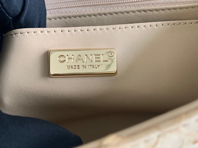 Chanel Snake skin mini flap bag with top handle AS2431 apricot