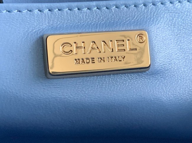 Chanel Snake skin mini flap bag with top handle AS2431 blue