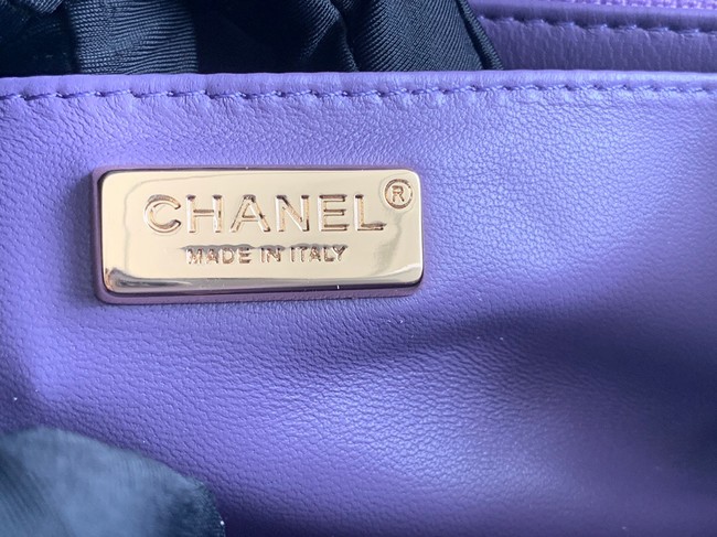 Chanel Snake skin mini flap bag with top handle AS2431 purple