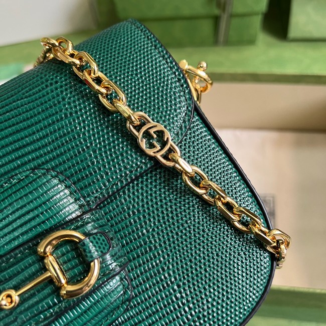 Gucci Horsebit 1955 lizard mini bag 675801 green