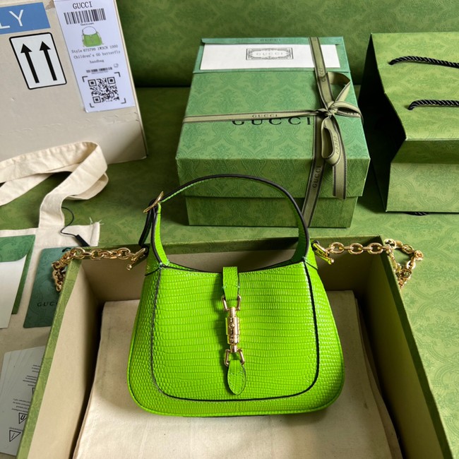 Gucci Jackie 1961 lizard mini bag 675799 Fluorescent green