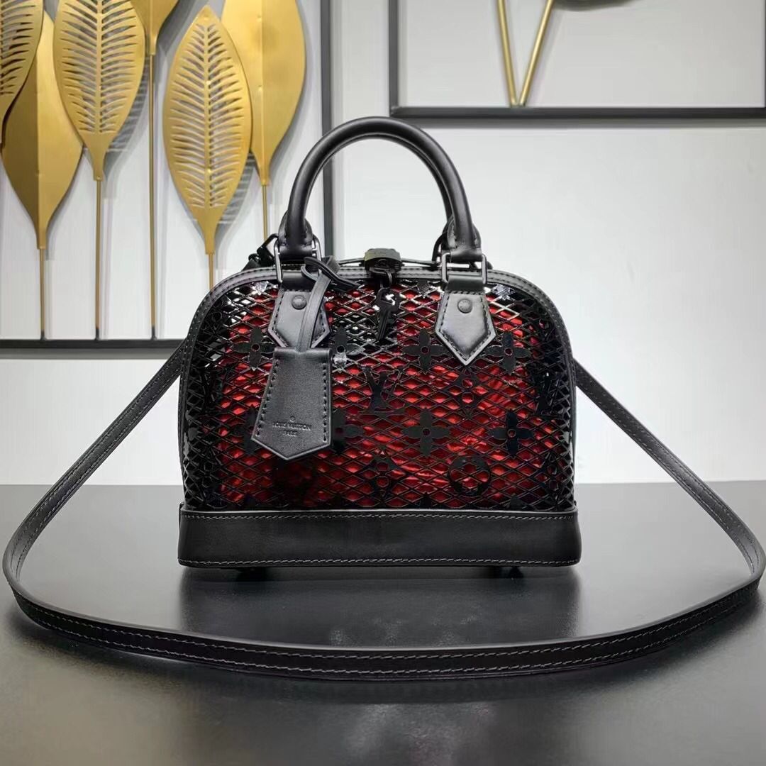 Louis Vuitton Patent calfskin Alma MM M20585 Black&Red