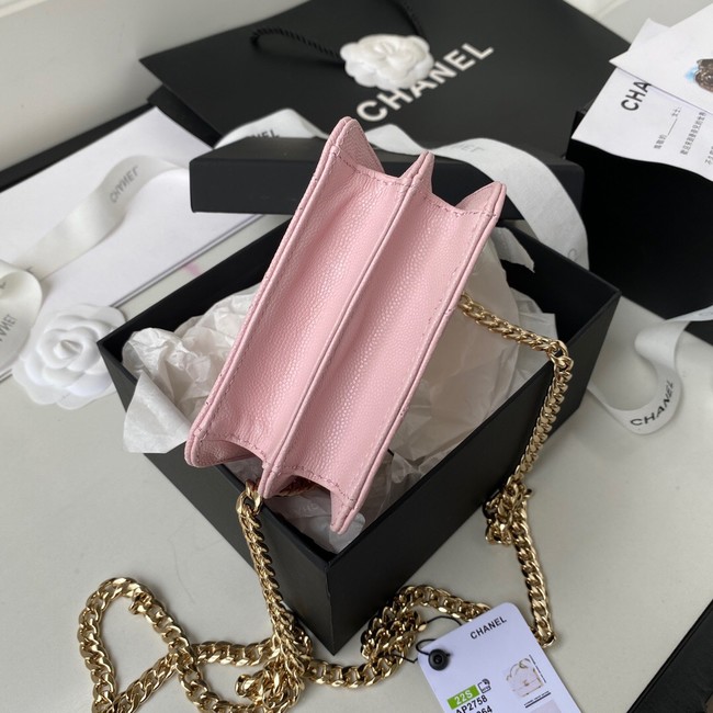 Chanel Grained Calfskin CLUTCH WITH CHAIN AP2758 Light Pink