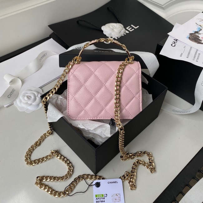 Chanel Grained Calfskin CLUTCH WITH CHAIN AP2758 Light Pink