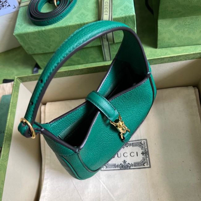 Gucci Jackie 1961 mini natural grain leather hobo bag 637091 Emerald green