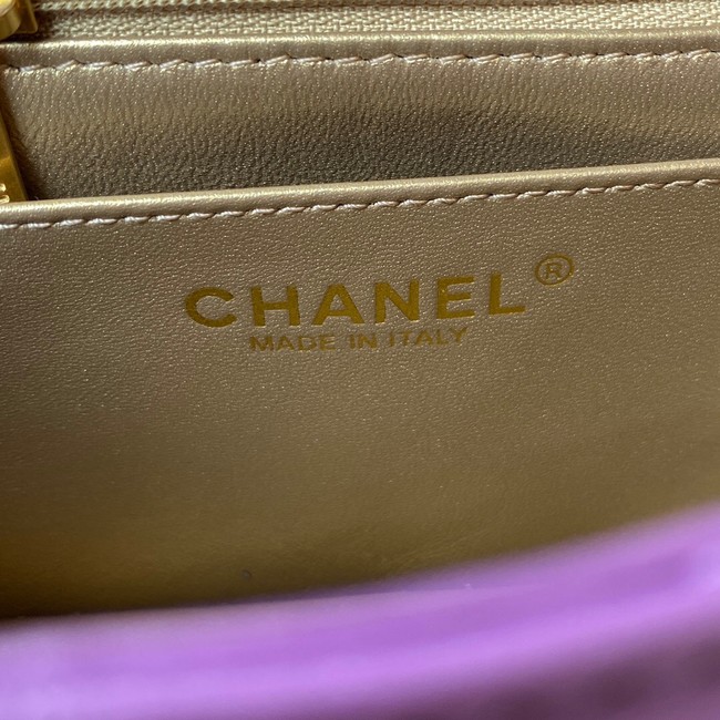 Chanel MINI Flap Bag Original Sheepskin Leather AS1786 purple