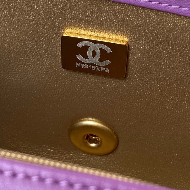 Chanel MINI Flap Bag Original Sheepskin Leather AS1786 purple