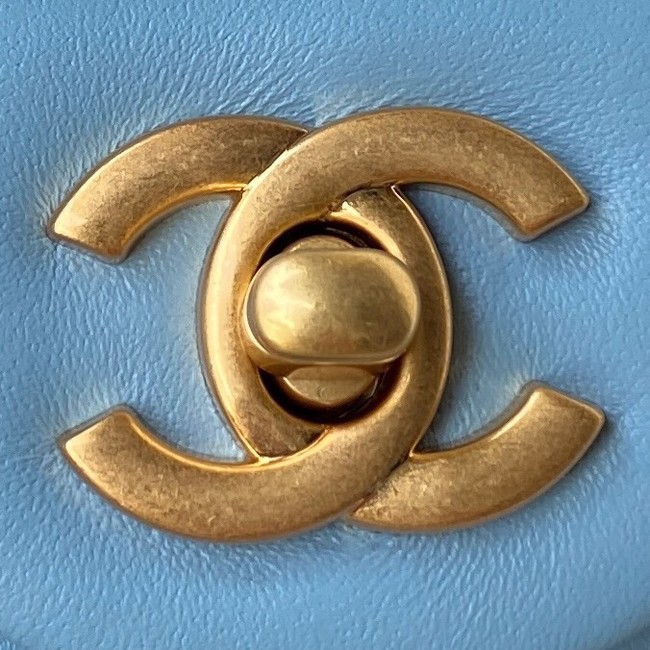 Chanel MINI Flap Bag Original Sheepskin Leather AS1786 sky blue