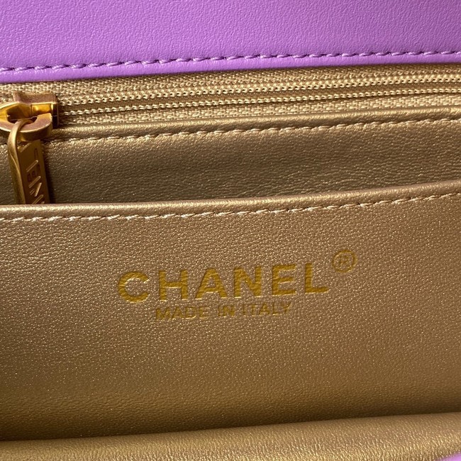 Chanel small Flap Bag Original Sheepskin Leather AS1787 purple