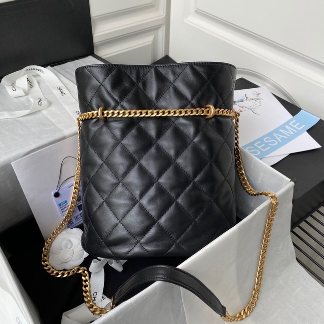 Chanel Drawstring Bag & Gold Metal AS3117 black