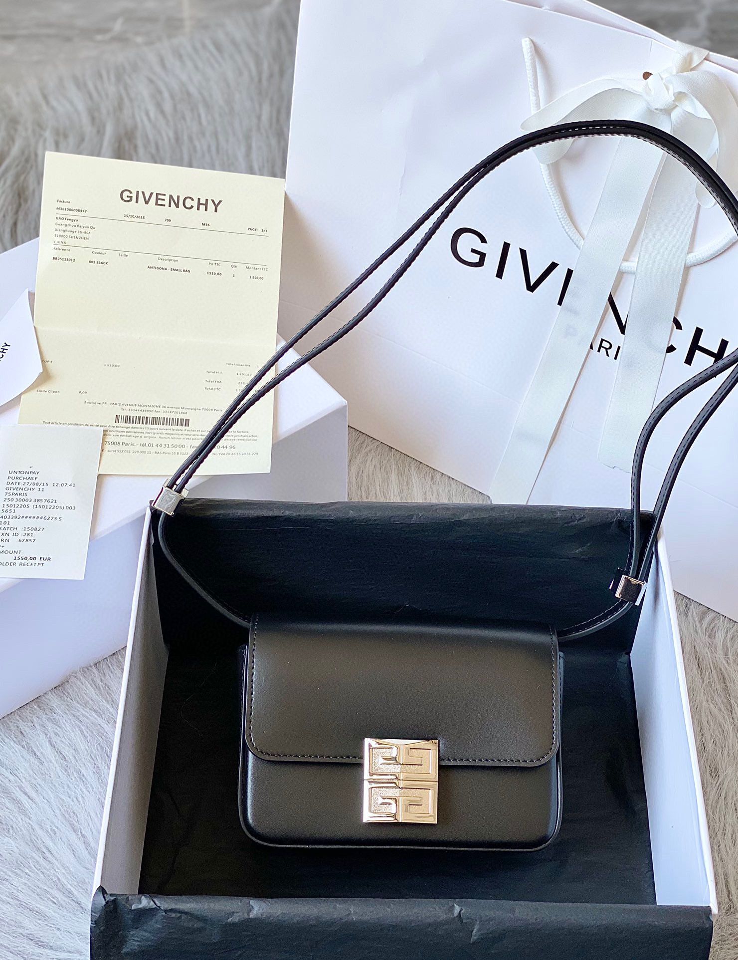 GIVENCHY Original Leather Shoulder Bag 1863 Black