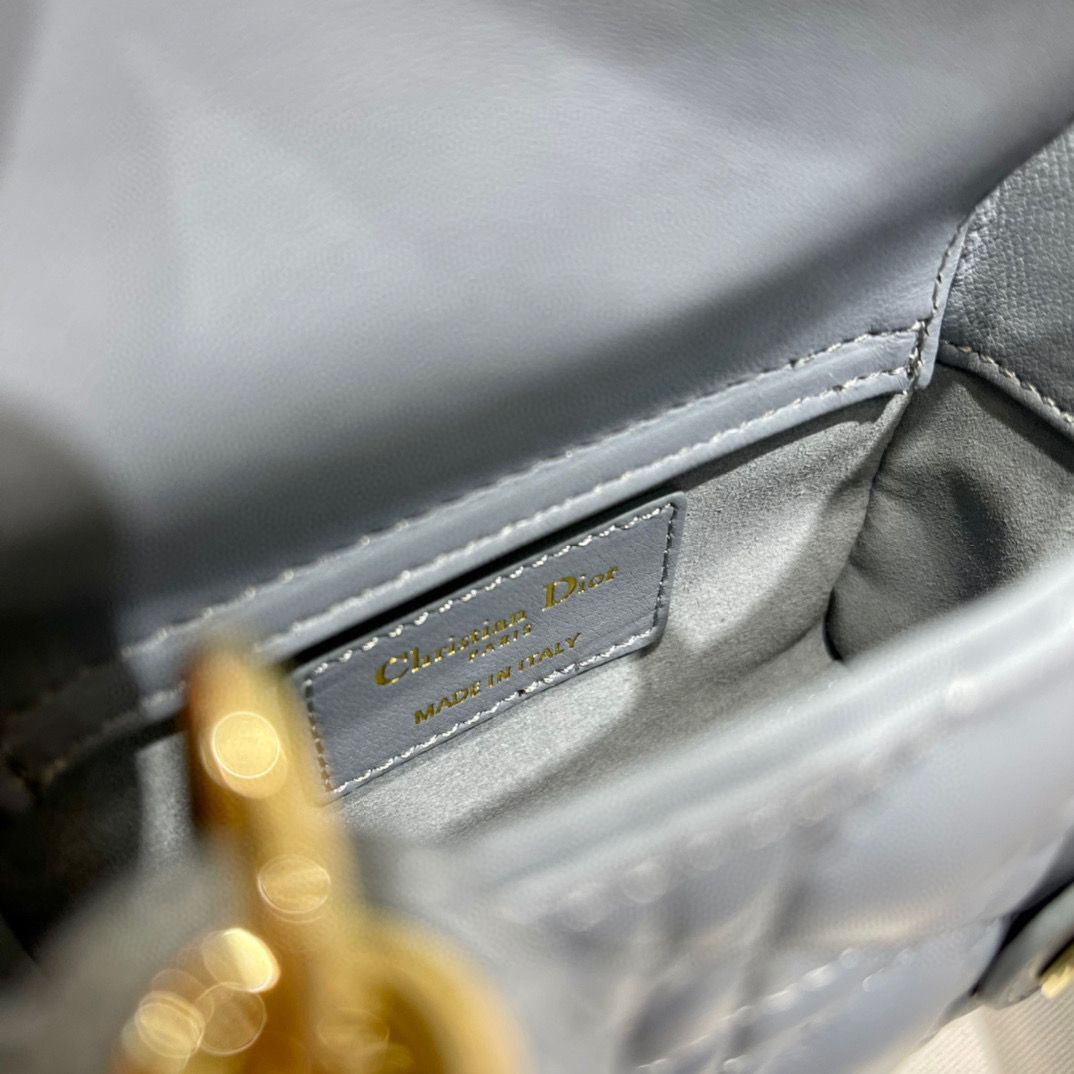 MICRO DIORAMOUR LADY DIOR BAG S08568 Gray & Gold-Tone Metal 