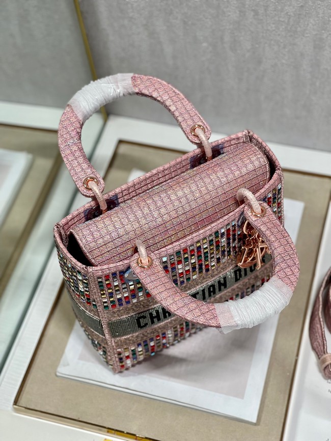 MEDIUM LADY DIOR BAG Bead Embroidery 0650RKW Coral Pink