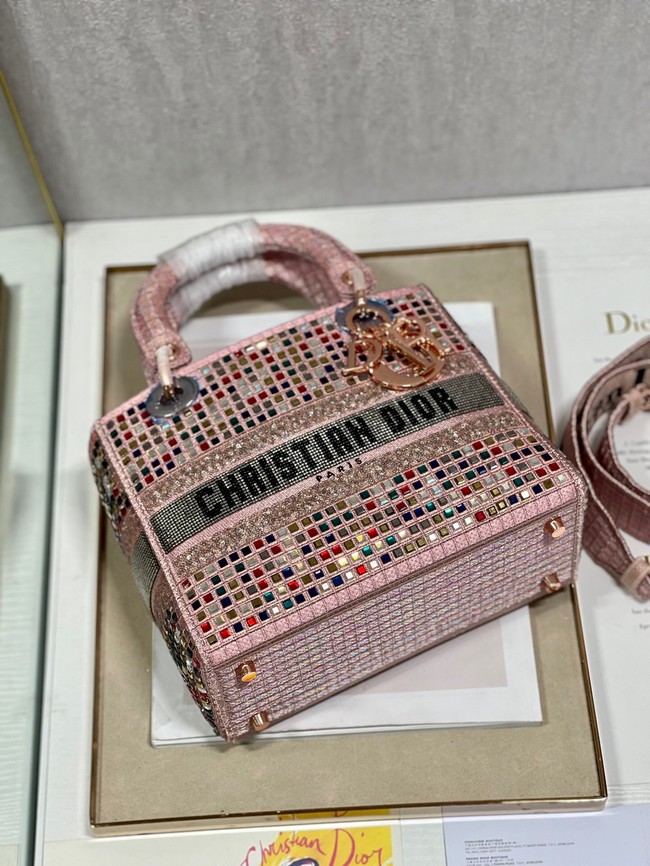 MEDIUM LADY DIOR BAG Bead Embroidery 0650RKW Coral Pink