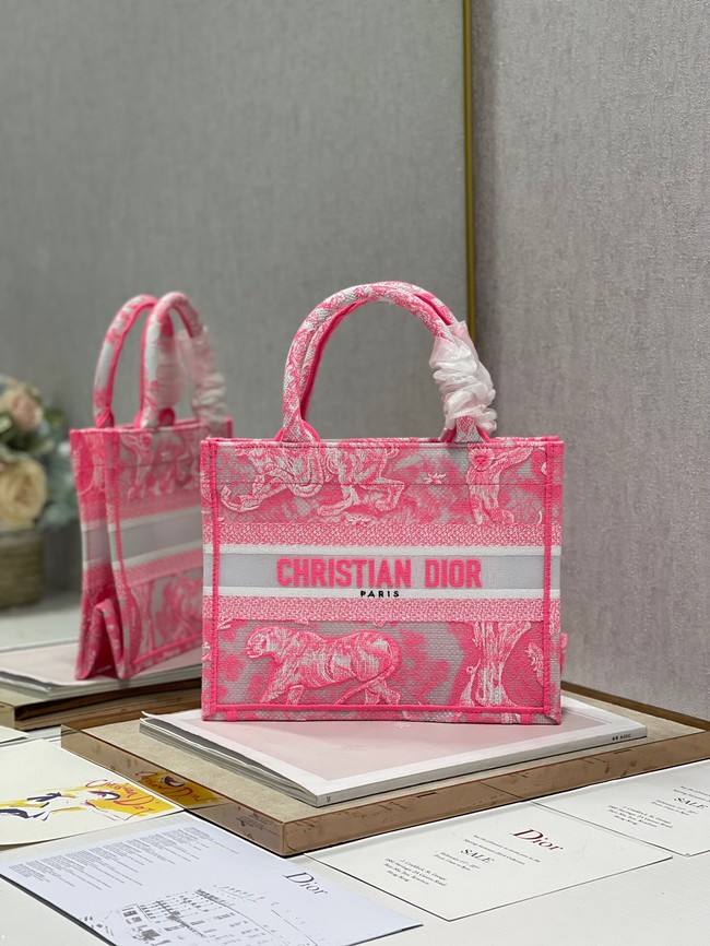 SMALL DIOR BOOK TOTE pink Toile de Jouy Reverse Embroidery M1265ZRGO