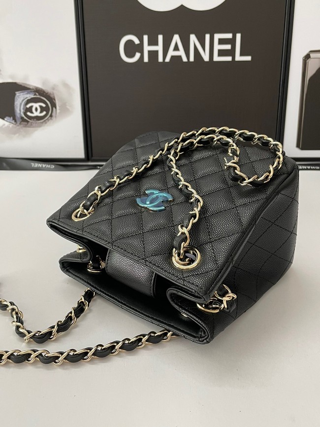 Chanel mini Shoulder Bag Grained Calfskin&Gold-Tone Metal AB3176 black