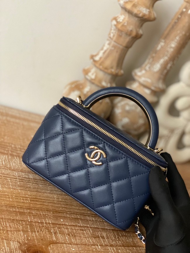 Chanel mini Shoulder Bag Lambskin & Gold-Tone Metal 81208 dark blue