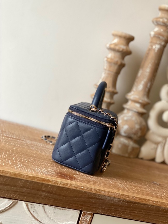 Chanel mini Shoulder Bag Lambskin & Gold-Tone Metal 81208 dark blue