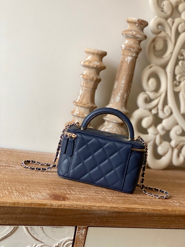 Chanel mini Shoulder Bag Lambskin & Gold-Tone Metal 81208 dark blue