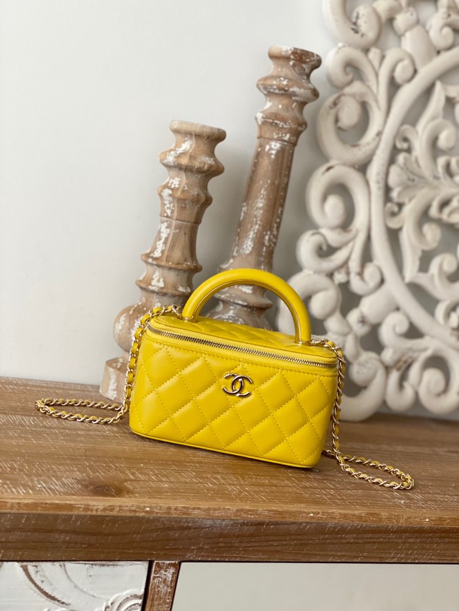 Chanel mini Shoulder Bag Lambskin & Gold-Tone Metal 81208 yellow