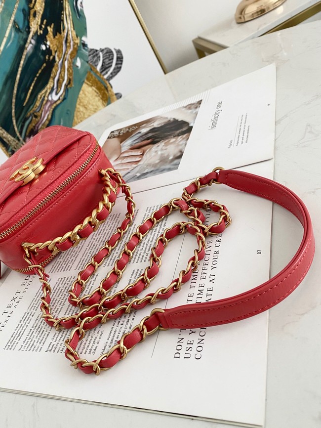 Chanel mini Shoulder Bag Lambskin & Gold-Tone Metal AS2178 red