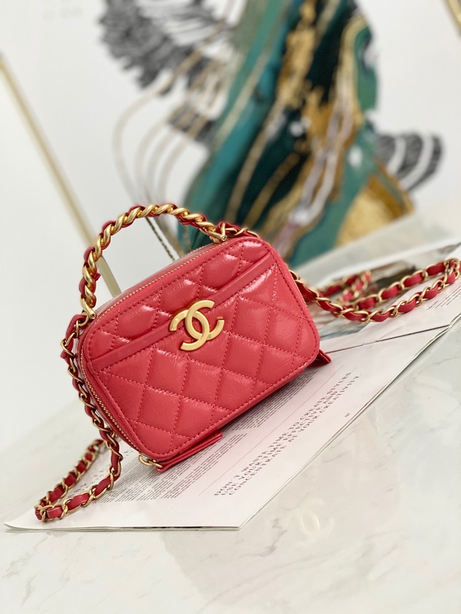 Chanel mini Shoulder Bag Lambskin & Gold-Tone Metal AS2178 red