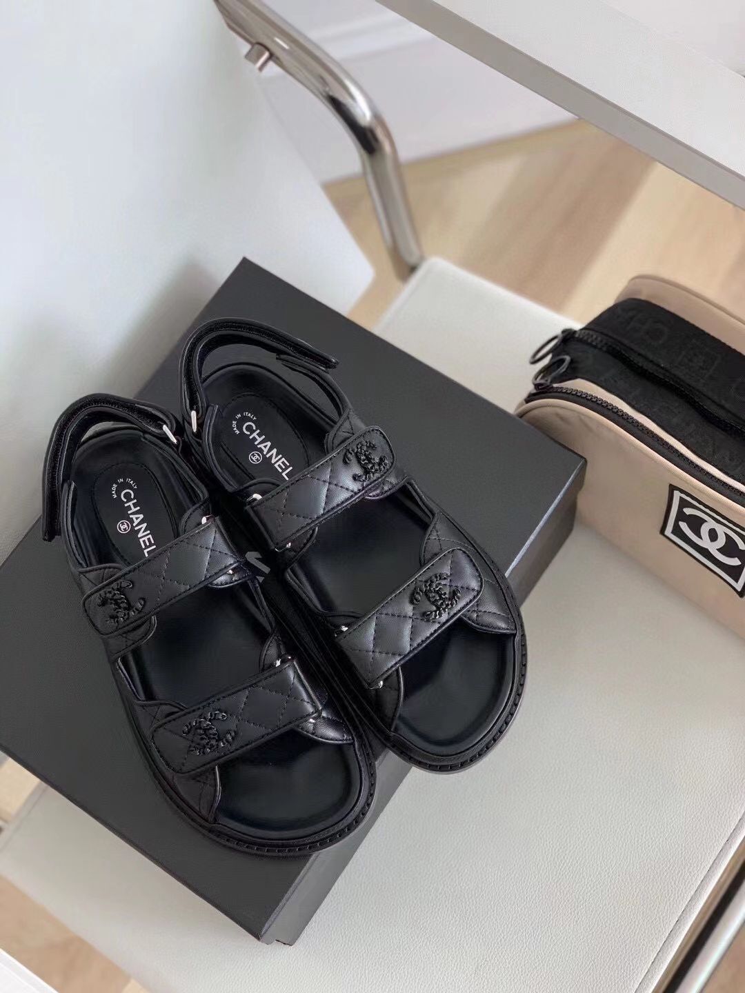 Chanel Smooth Original Leather Sandals C3597 Black