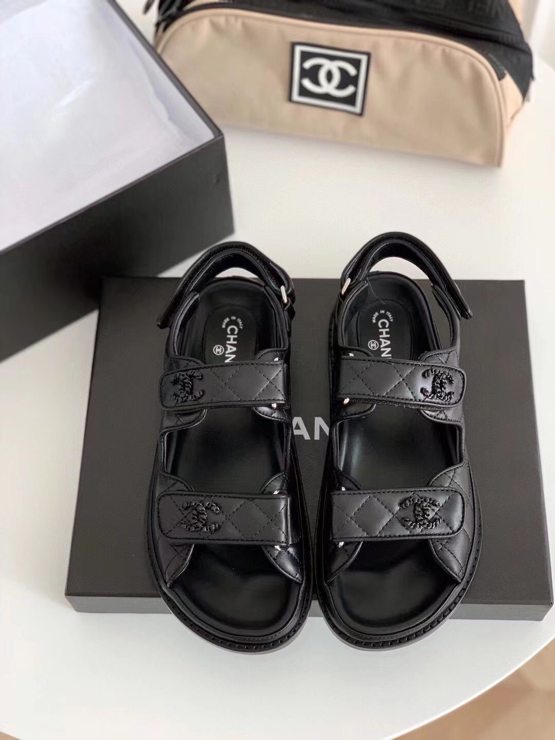 Chanel Smooth Original Leather Sandals C3597 Black