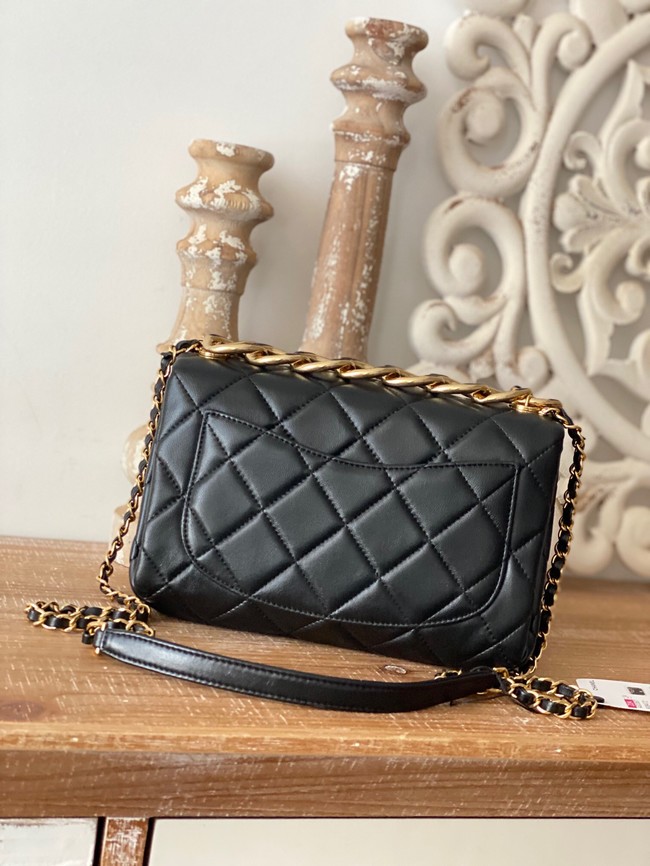 Chanel SMALL FLAP BAG Lambskin & Gold-Tone Metal AS3367 black